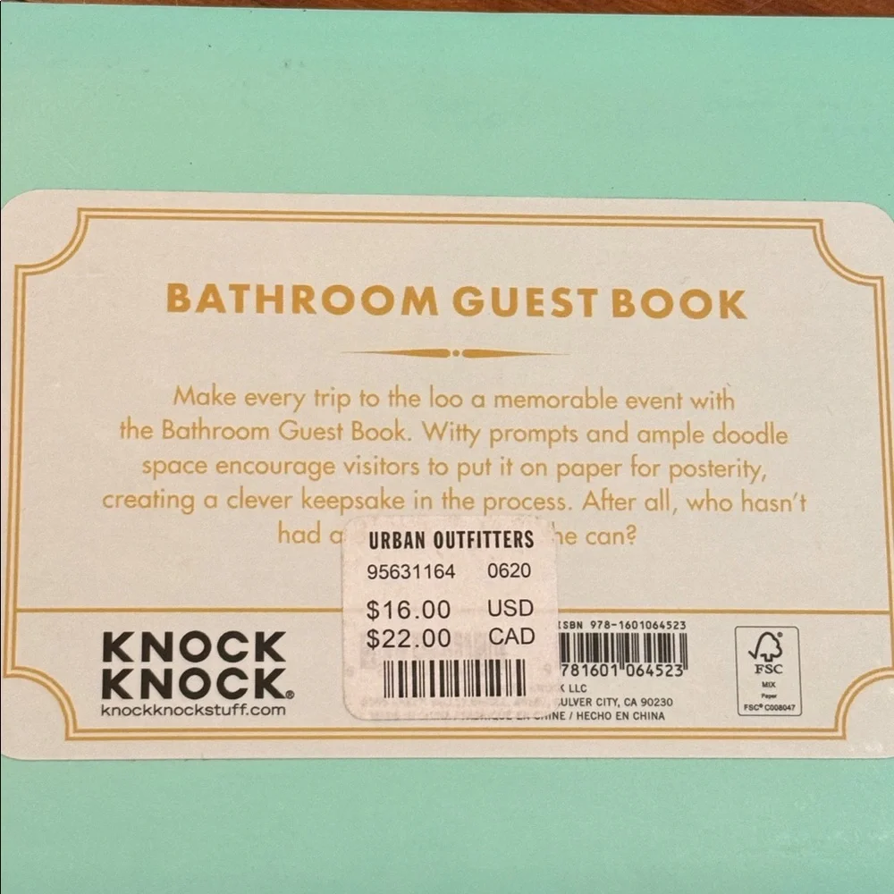 NWT Knock Bathroom Guest Book Urban Outfitters Lined Page Journal Witty Funny